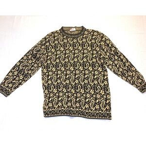 Vintage 80s Cricket Lane Knit Sweater‎ Paisley Pattern USA Made Size M/L